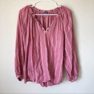 Aerie Pink Vertical Striped Flowy Boho Blouse